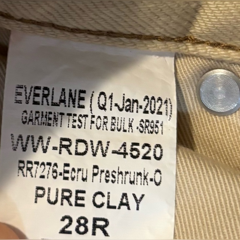 NWOT Everlane Women’s Size 28 Regular Pure Clay Ecru High Rise Jeans - Picture 4 of 12